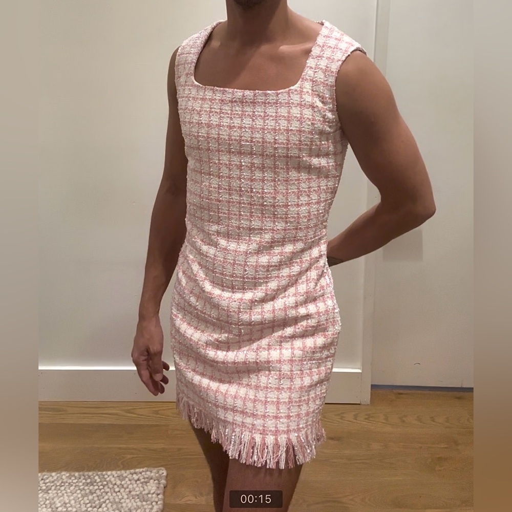 1 of 1 pink tweed short dress